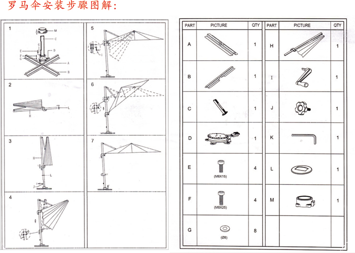 罗马伞安装步骤图解